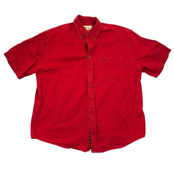 Eddie Bauer Men's Shirt Large Button Up Red Short Sleeve Casual Classic - Picture 1 of 9